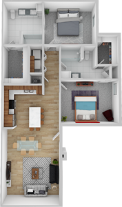 B - Two Bedroom / Two Bath - 1155 Sq. Ft.*