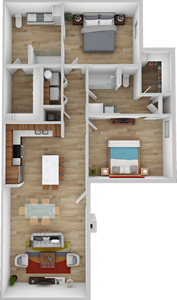 B - Two Bedroom / Two Bath - 1155 Sq. Ft.*